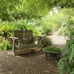 garden bench with fire pit