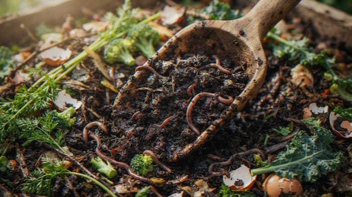 garden worms in compost
