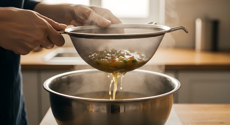 straining soup