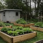 lawn with raised beds