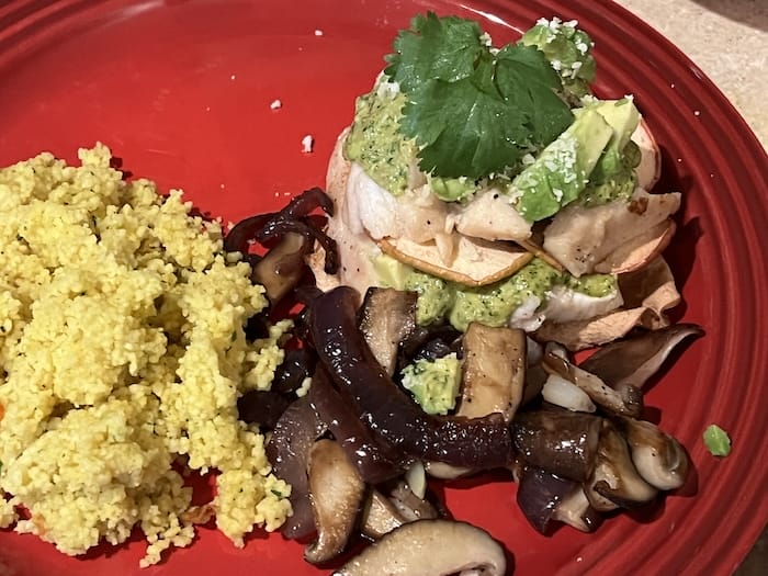 apple pesto grouper stack