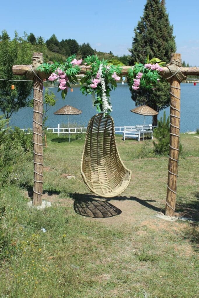 brown woven basket on brown wooden post