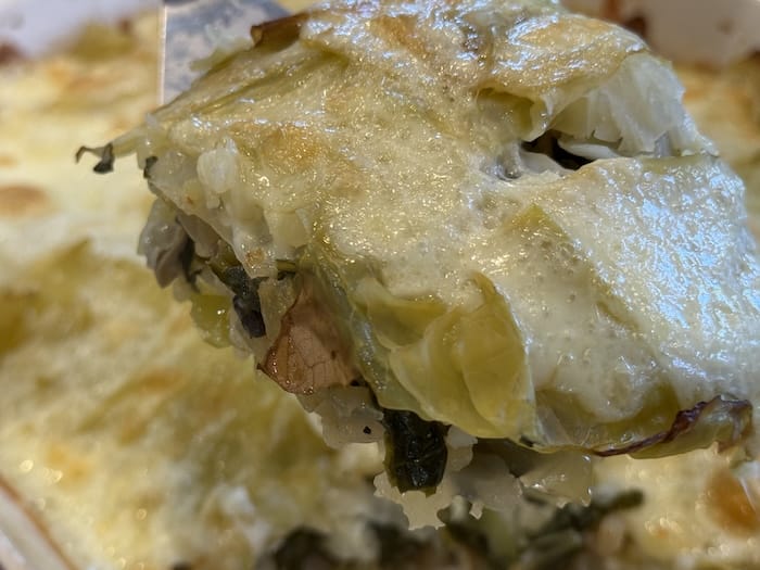 slice of cabbage casserole