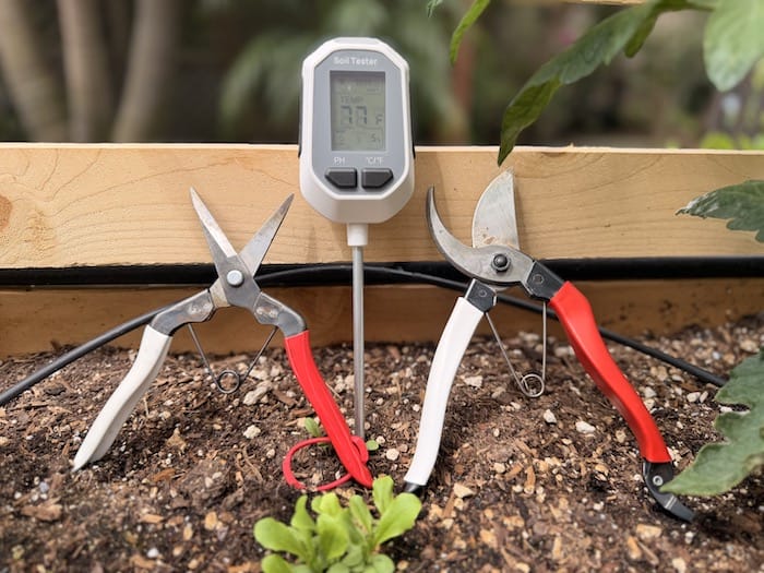 three gardening tools