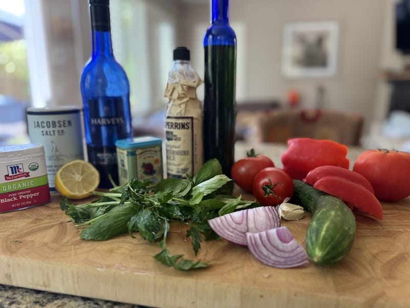 whole ingredients for gazpacho