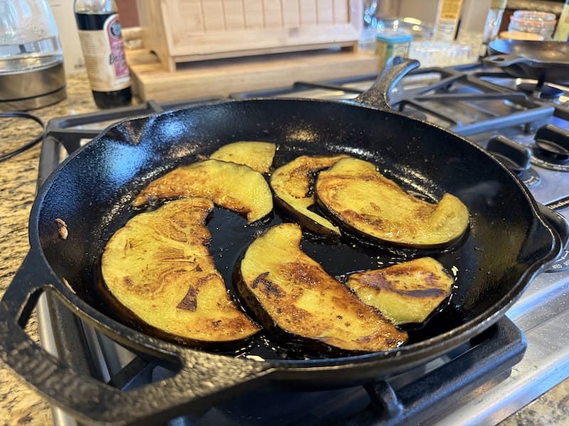 hard sautéed eggplant